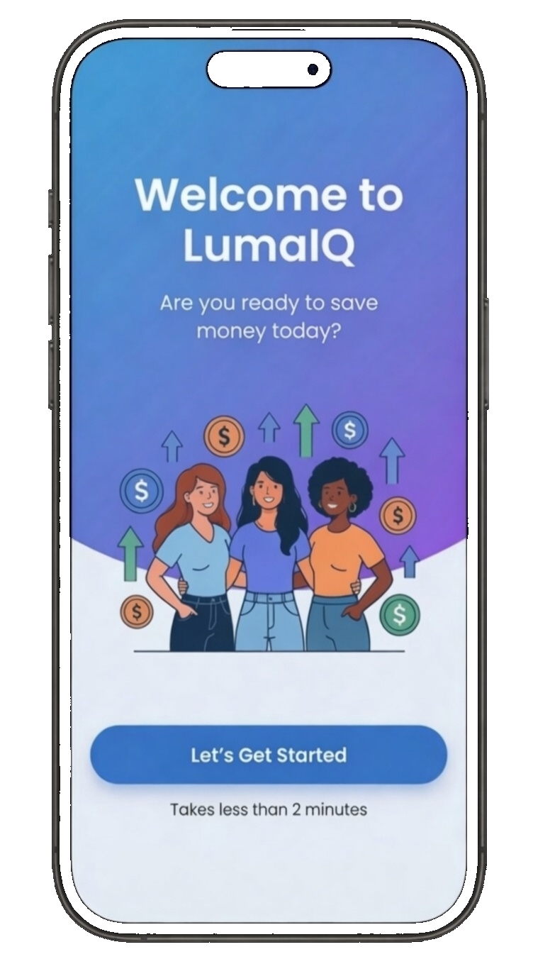 LumaIQ mobile app welcome screen